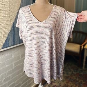 Collection by Bobeau Pink and Purple.Soft Striped Knit T-Shirt